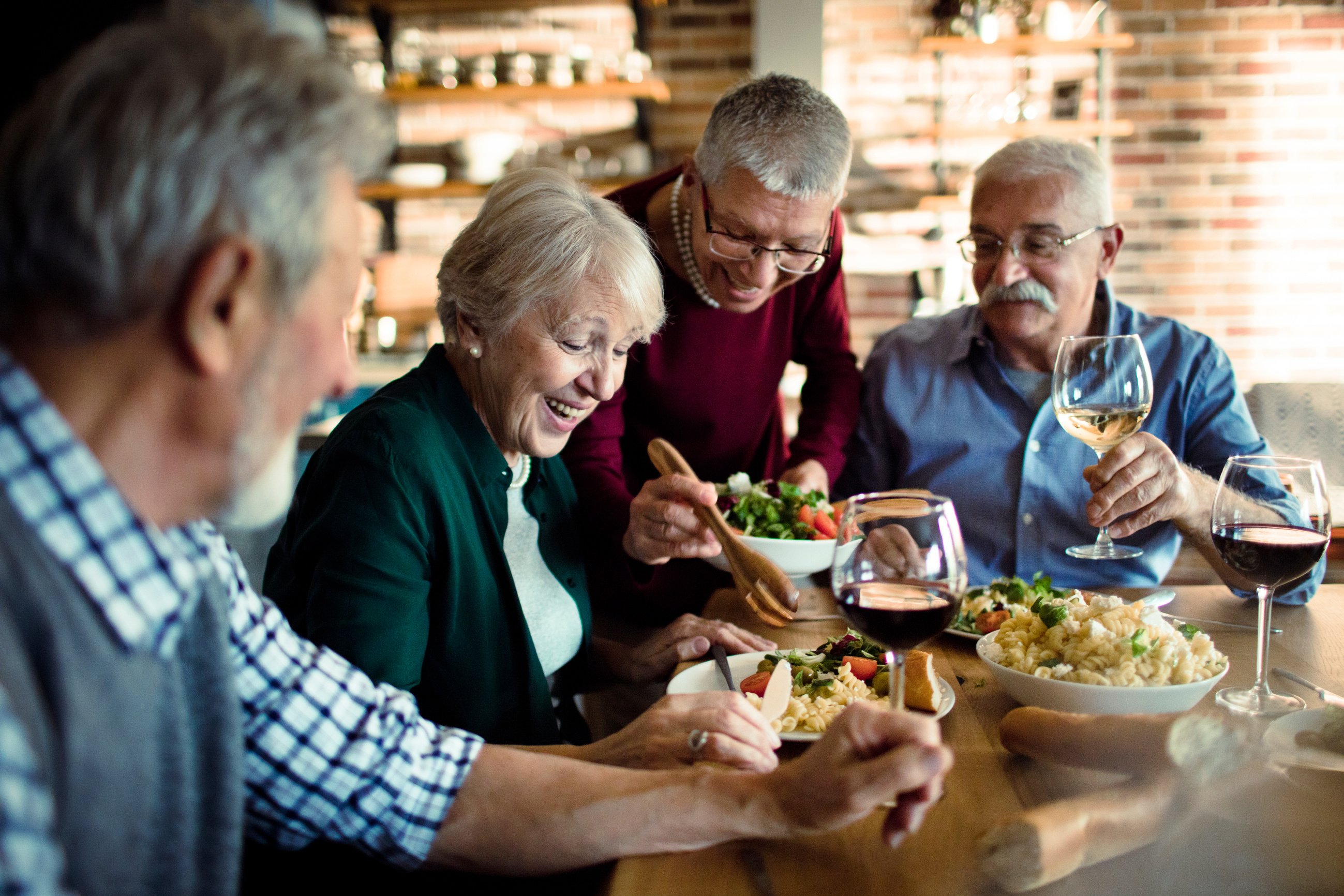 Seniors having lunch